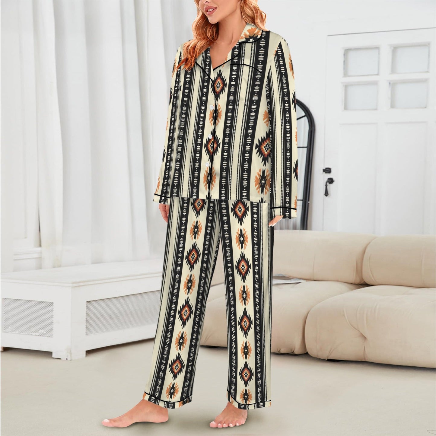 Baha Ranch Colores de Mexico Southwestern Aztec Satin pajamas