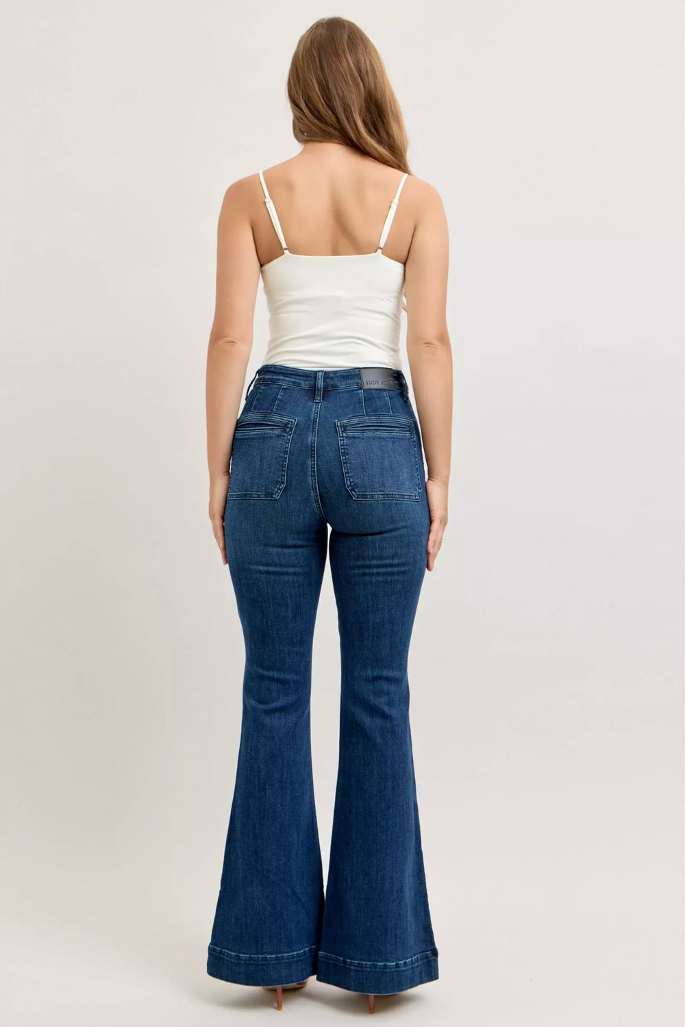 Judy Blue High-Waisted Flare Jeans with Front Pockets - Trendsi - Flyclothing LLC