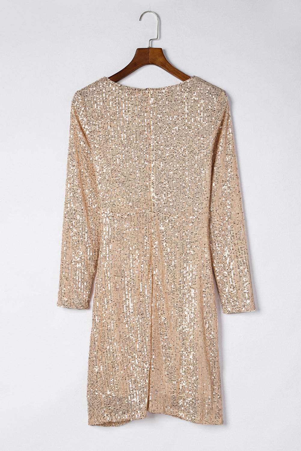 Sequin Knot Round Neck Long Sleeve Mini Dress - Trendsi - Flyclothing LLC