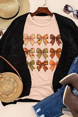 Bow Graphic Round Neck Short Sleeve T-Shirt - Trendsi - Flyclothing LLC