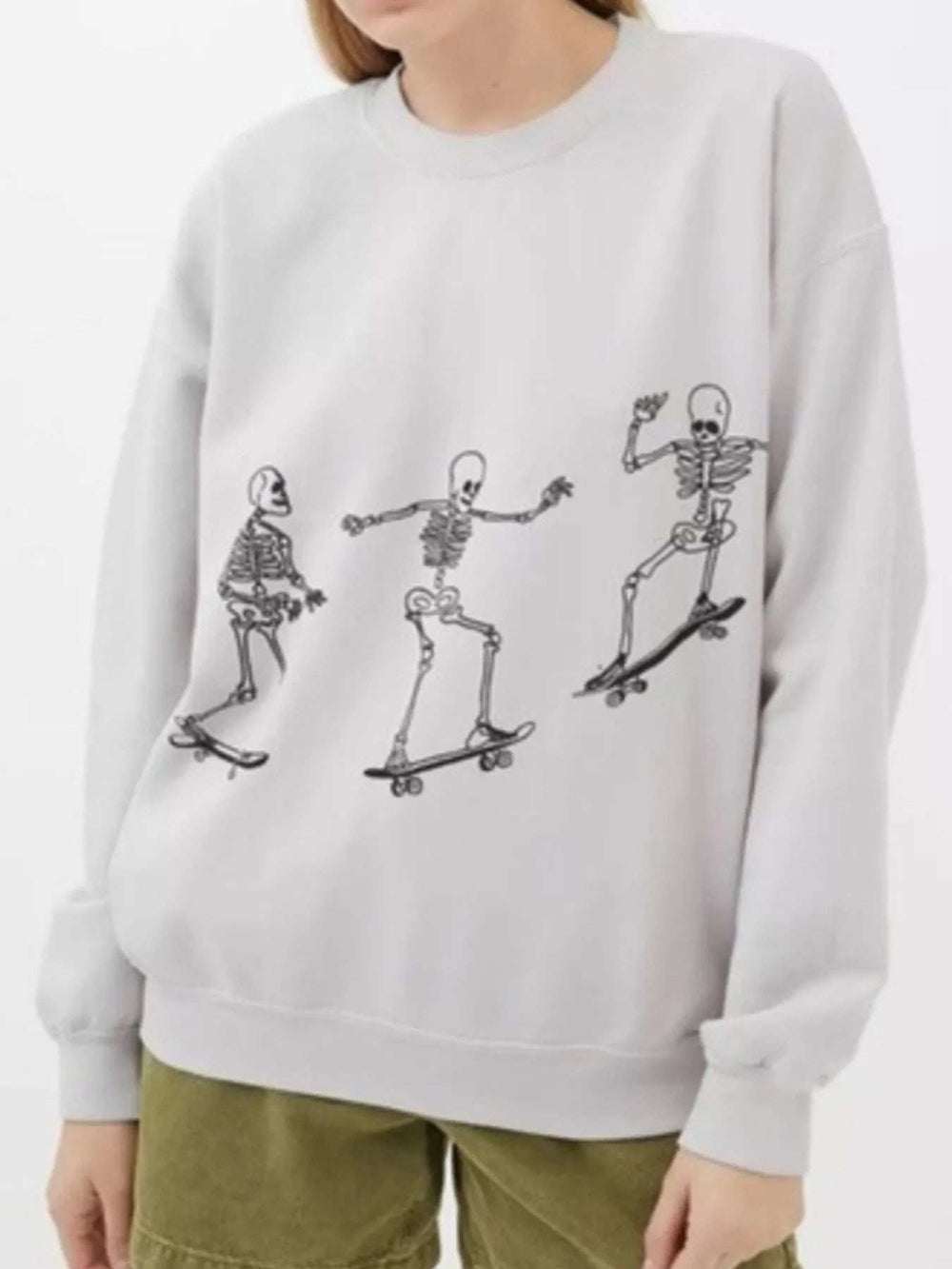 Skeleton Graphic Oversized Sweatshirt - Trendsi - Flyclothing LLC