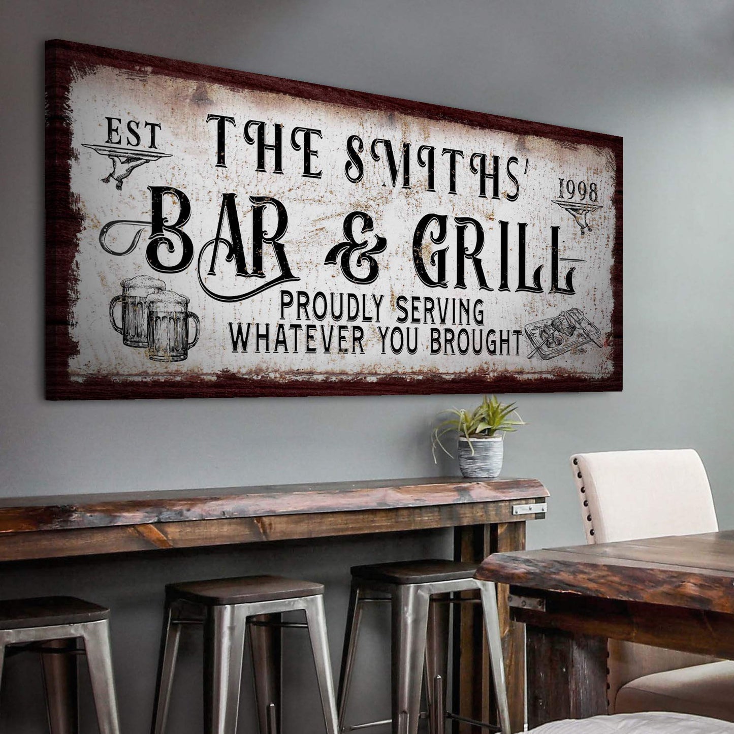 Personalized Bar and Grill Sign - Tailored Canvases - Flyclothing LLC