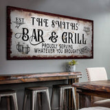 Personalized Bar and Grill Sign - Tailored Canvases - Flyclothing LLC