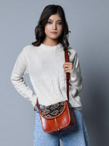 Astounding Ajrakh Ethnic Satchel - Classy Leather Bags - Flyclothing LLC