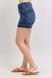 Judy Blue Full Size High Waist Tummy Control Destroy Release Hem Denim Shorts Plus Size - Trendsi - Flyclothing LLC