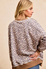 BiBi Leopard Printed French Terry Sweatshirt - Trendsi - Flyclothing LLC