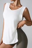 Slit Round Neck Active Tank - Trendsi