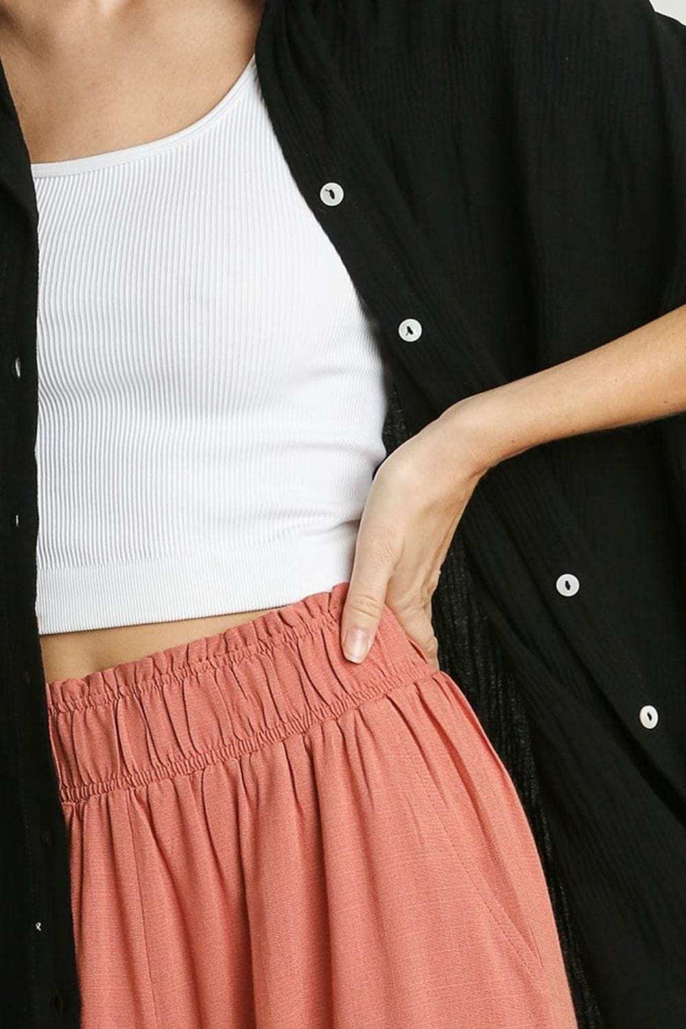 Umgee Full Size Textured Button Down Short Sleeve Shirt Plus Size - Trendsi - Flyclothing LLC