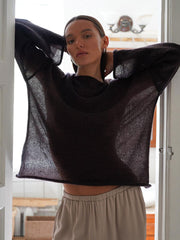 Round Neck Long Sleeve Knit Cover Up - Trendsi
