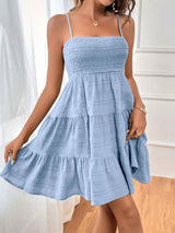 Tiered Smocked Square Neck Cami Dress - Trendsi - Flyclothing LLC