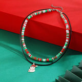 PU Leather Cord Necklace with Christmas Santa Pendant - Trendsi - Flyclothing LLC