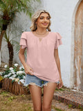 Cutout Round Neck Short Sleeve Blouse - Trendsi - Flyclothing LLC