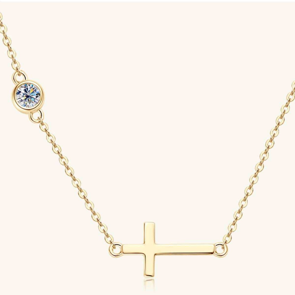 Cross 925 Sterling Silver Moissanite Necklace - Trendsi - Flyclothing LLC