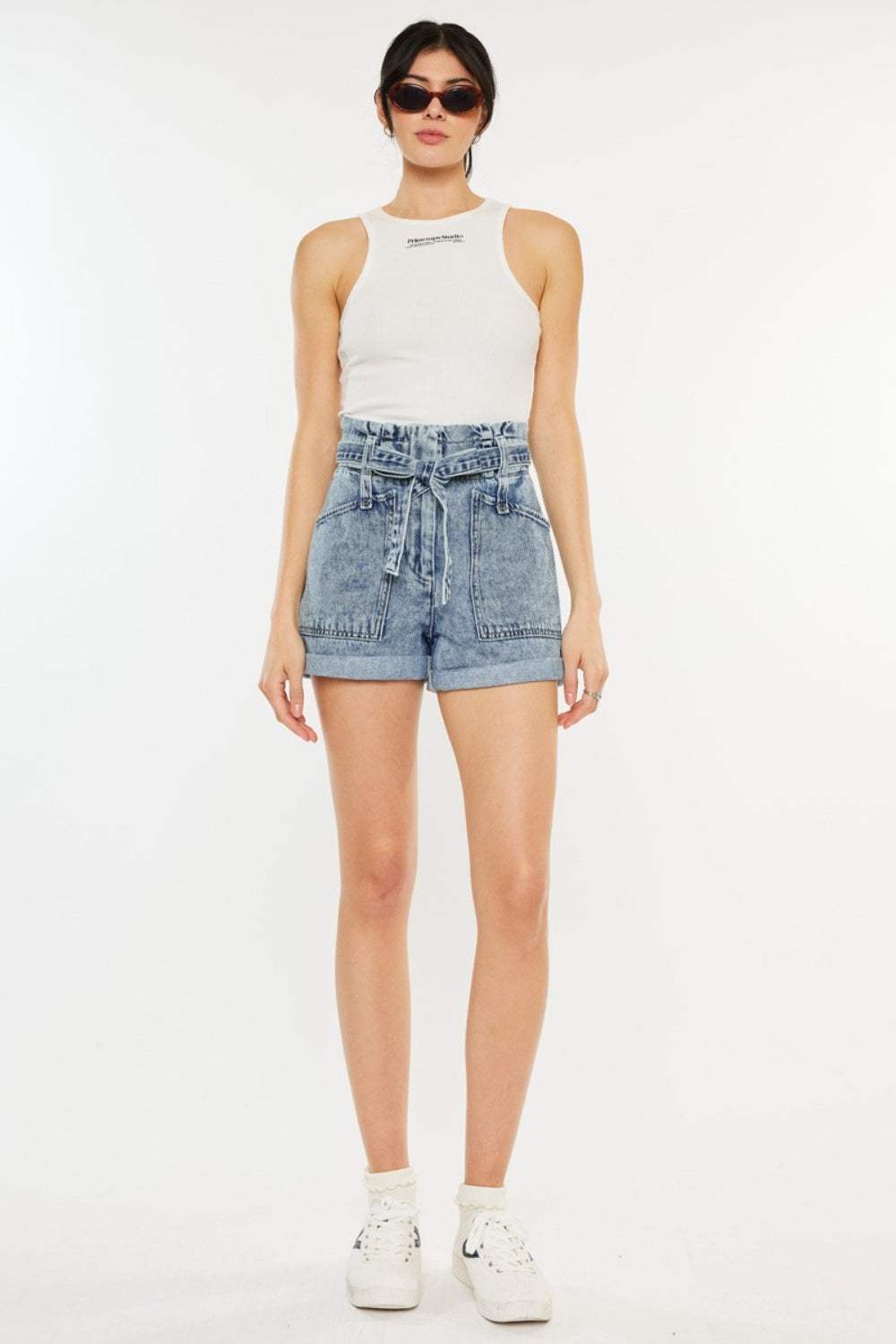 Kancan Ultra High Rise Paperbag Denim Shorts - Trendsi - Flyclothing LLC