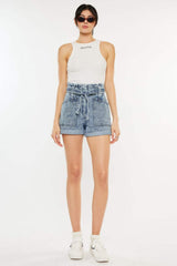Kancan Ultra High Rise Paperbag Denim Shorts - Trendsi - Flyclothing LLC