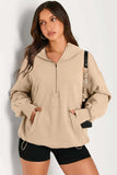 Pocketed Half Zip Long Sleeve Hoodie - Trendsi - Flyclothing LLC