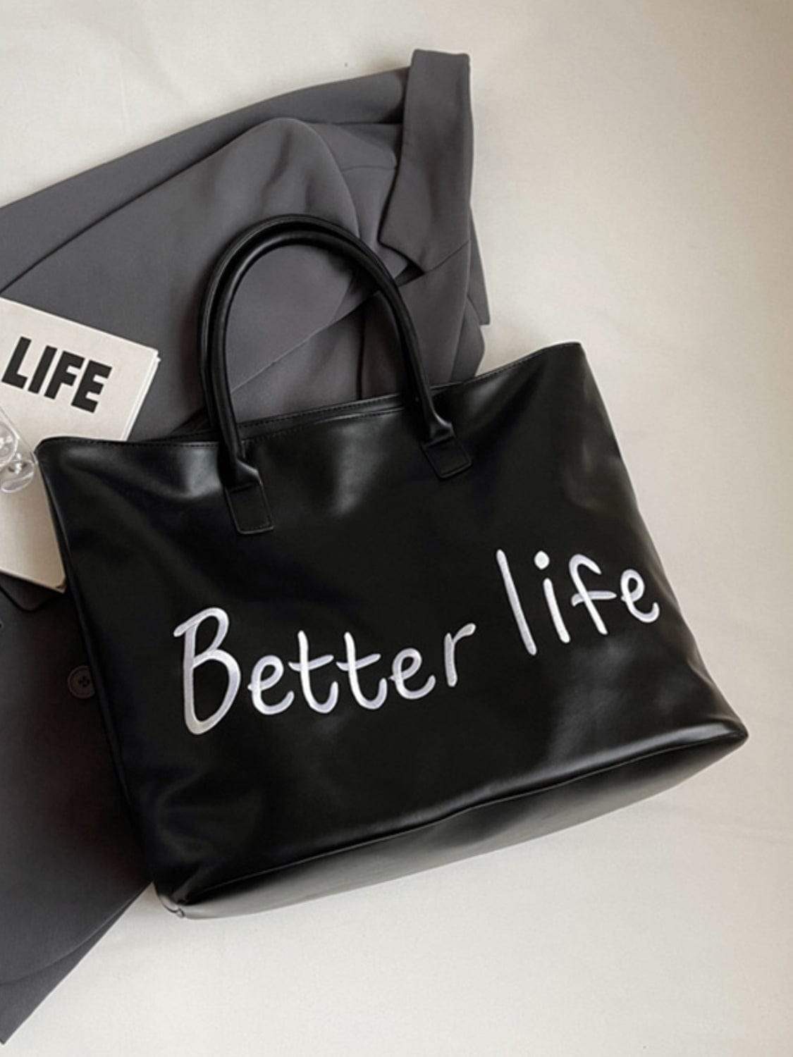 BETTER LIFE PU Leather Tote Bag - Trendsi - Flyclothing LLC