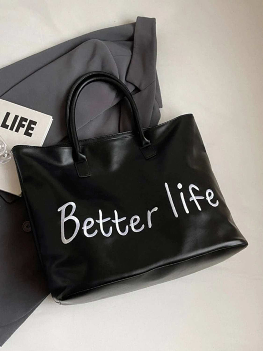 BETTER LIFE PU Leather Tote Bag - Trendsi - Flyclothing LLC