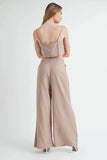 MABLE Linen Mix Crop Cami and Wide Leg Pants Set - Trendsi