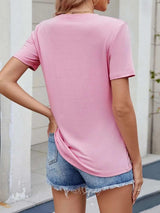 Round Neck Short Sleeve T-Shirt - Trendsi - Flyclothing LLC