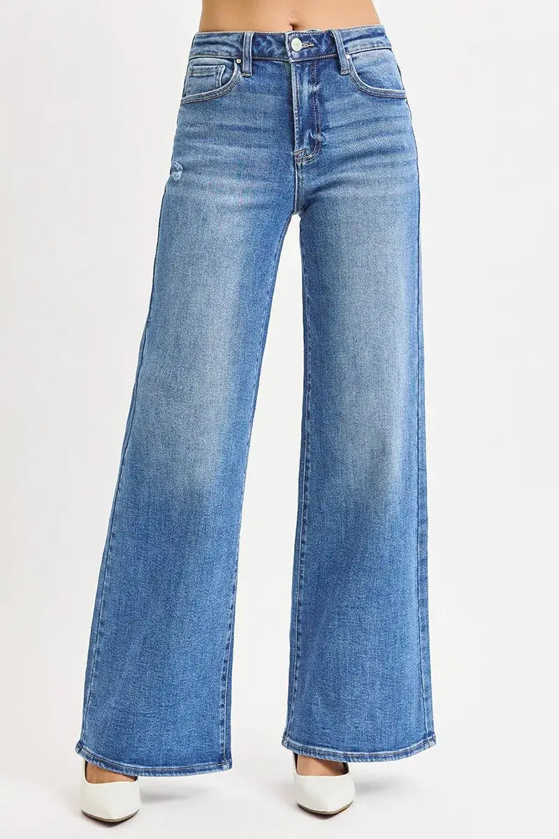 RISEN Full Size High Rise Wide Leg Jeans Plus Size - Trendsi - Flyclothing LLC