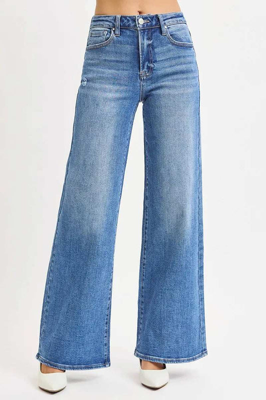 RISEN Full Size High Rise Wide Leg Jeans Plus Size - Trendsi - Flyclothing LLC