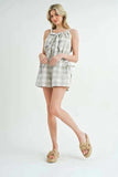 MABLE Plaid Sleeveless Button Down Romper - Trendsi - Flyclothing LLC