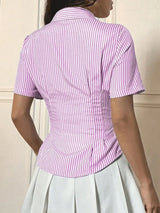 Button Down Short Sleeve Shirt - Trendsi - Flyclothing LLC
