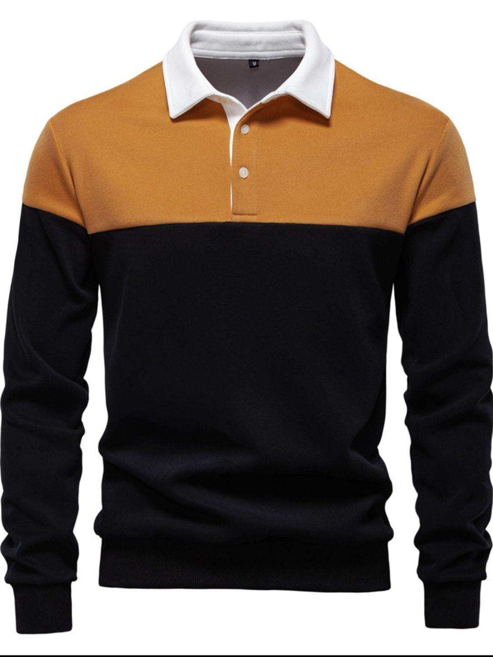 Men's Collared Neck Contrast Long Sleeve Polo - Trendsi - Flyclothing LLC