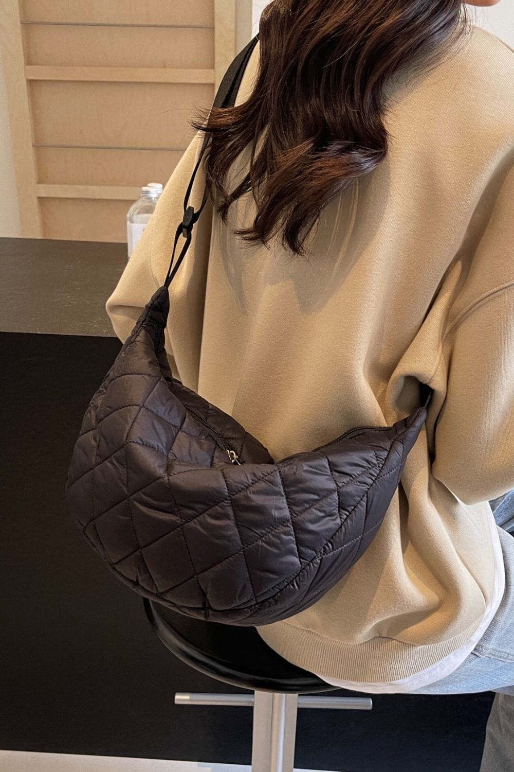 Quilted Adjustable Strap Crossbody Bag - Trendsi
