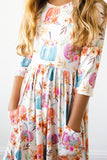Harvest Blooms 3/4 Sleeve Pocket Twirl Dress - Mila & Rose ®