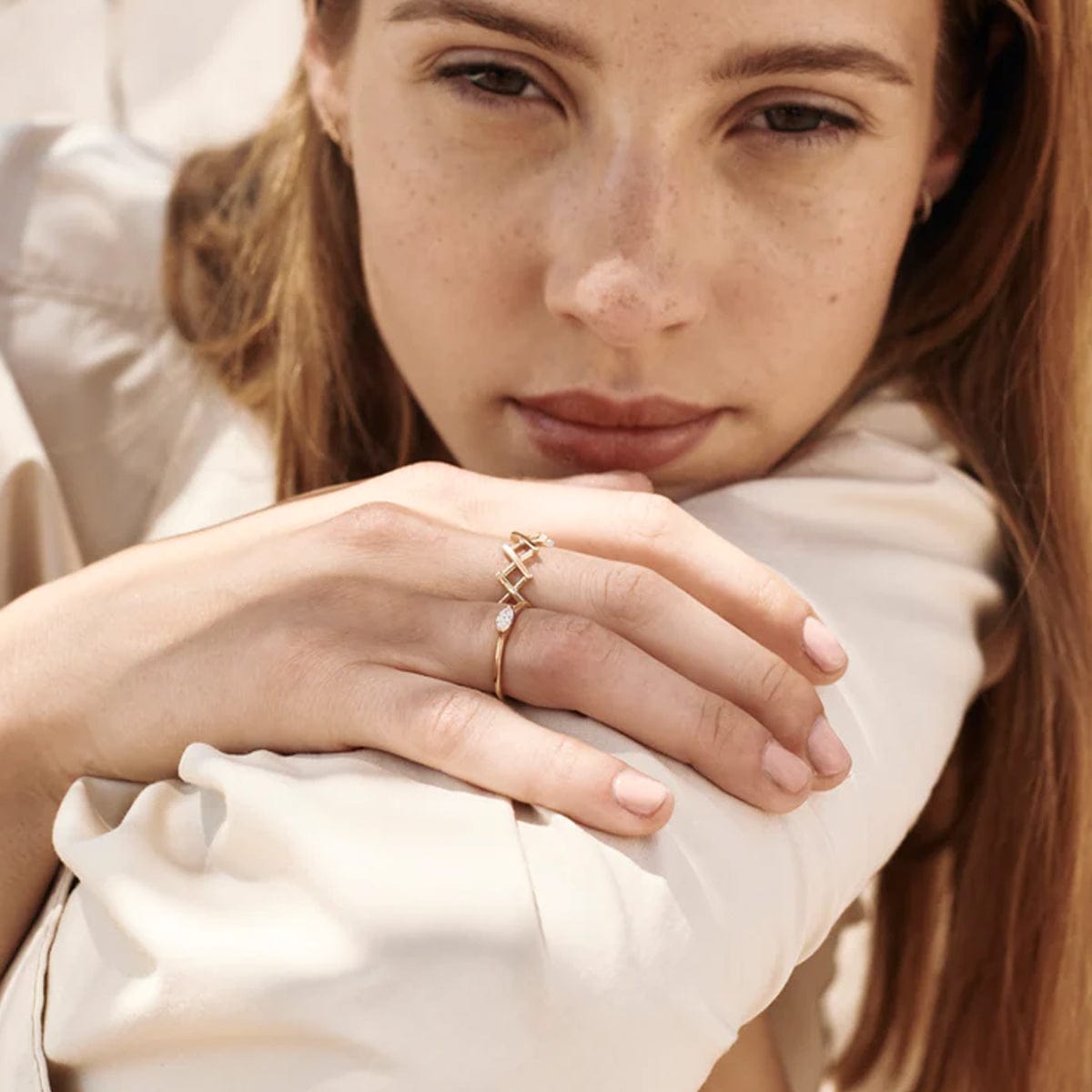 Stainless Steel Cutout Open Ring Trendsi