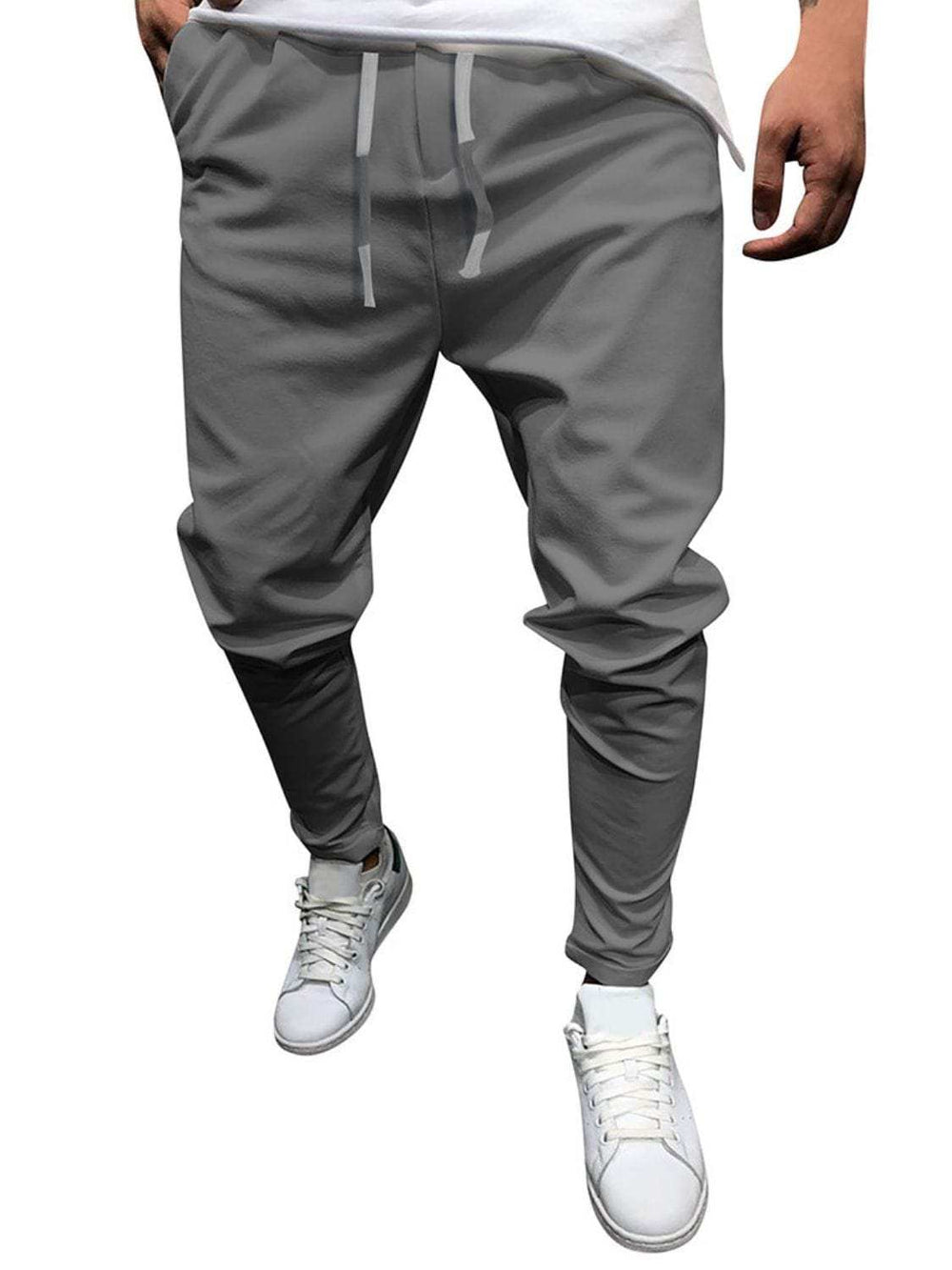 Men's Plus Size Drawstring Cropped Slim Pants - Trendsi - Flyclothing LLC