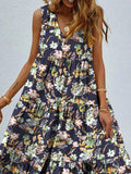 Floral Tiered Maxi Tank Dress - Trendsi - Flyclothing LLC