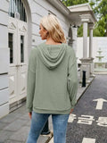 Ribbed Drawstring Long Sleeve Hoodie - Trendsi - Flyclothing LLC