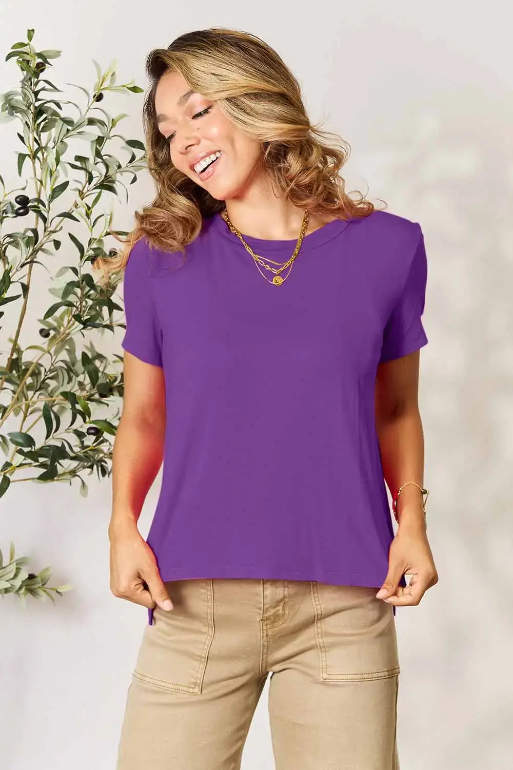 Basic Bae Full Size Round Neck Short Sleeve T-Shirt - Trendsi - Flyclothing LLC