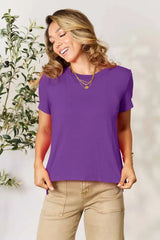 Basic Bae Full Size Round Neck Short Sleeve T-Shirt - Trendsi - Flyclothing LLC