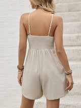 Smocked Back Spaghetti Strap Romper - Trendsi - Flyclothing LLC