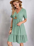 Full Size V-Neck Short Sleeve Dress - Trendsi - Flyclothing LLC