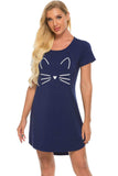 Graphic Round Neck Short Sleeve Lounge Dress - Trendsi - Flyclothing LLC