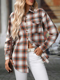 Oversized Plaid Button-Up Shirt - Trendsi - Flyclothing LLC