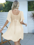 Openwork Flutter Sleeve Cover-Up Dress - Trendsi