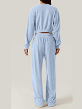 Crisscross Round Neck Top and Drawstring Pants Set - Trendsi - Flyclothing LLC