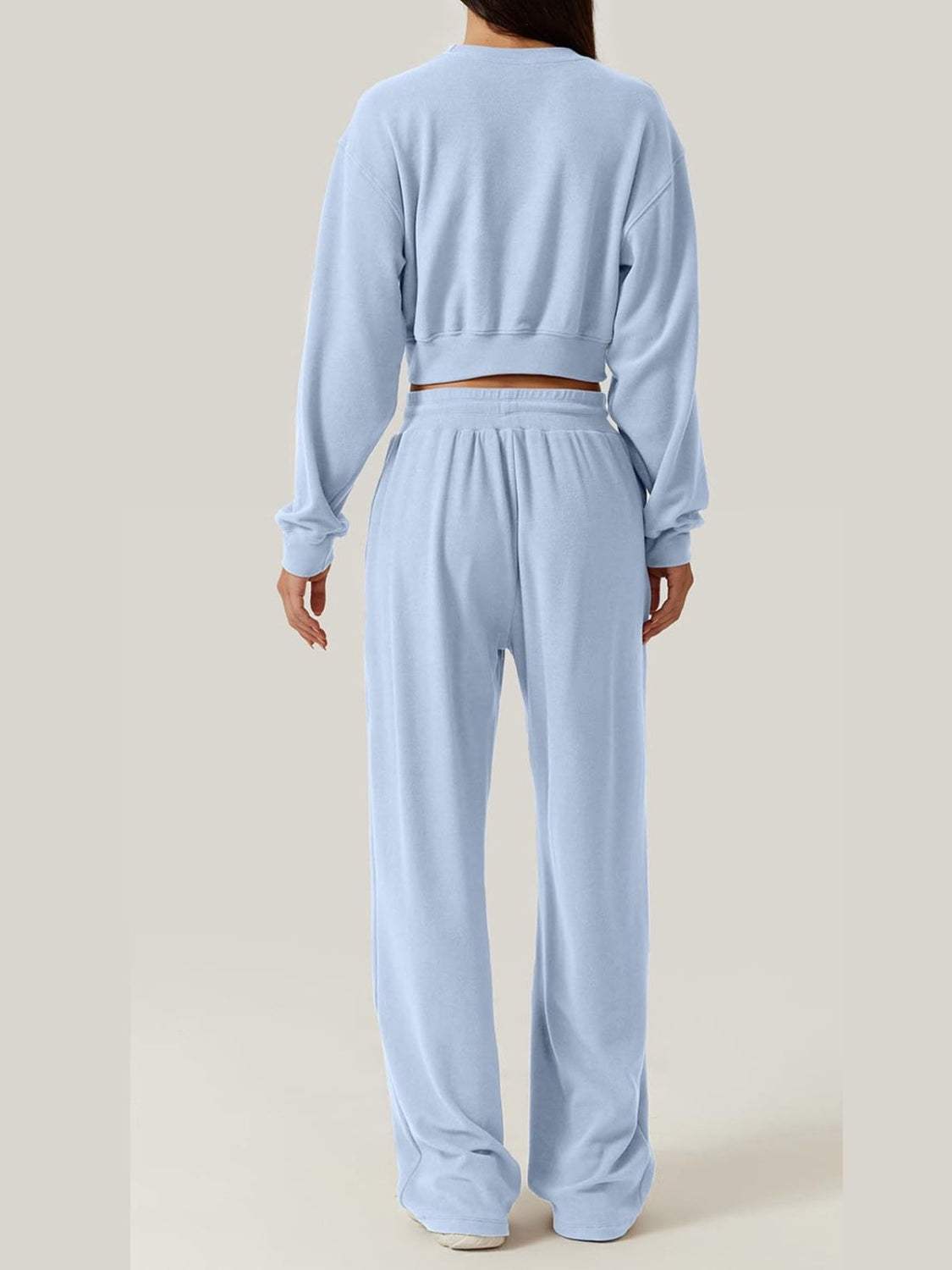 Crisscross Round Neck Top and Drawstring Pants Set - Trendsi - Flyclothing LLC