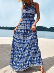 Printed Square Neck Sleeveless Maxi Dress - Trendsi