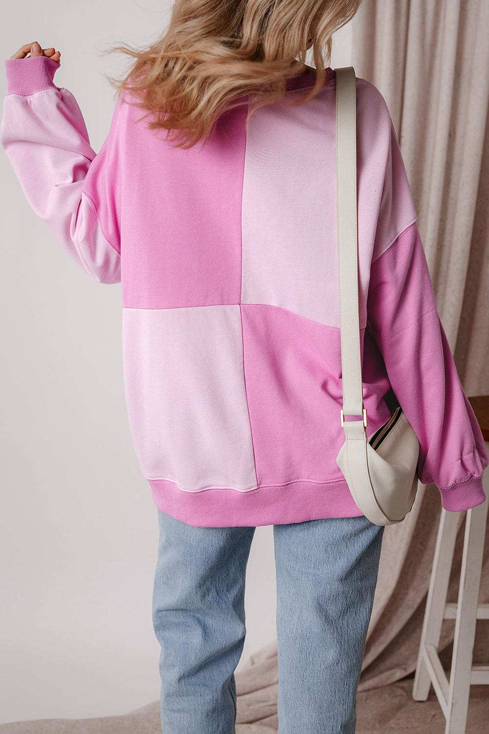 Color Block Half Button Long Sleeve Sweatshirt - Trendsi - Flyclothing LLC