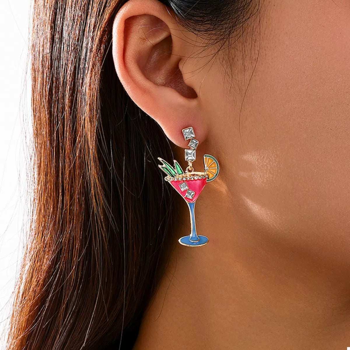 Cocktail Glass Dangle Earrings - Trendsi - Flyclothing LLC