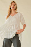 Davi & Dani Ruffled Flared Short Sleeve V Neck Blouse - Trendsi