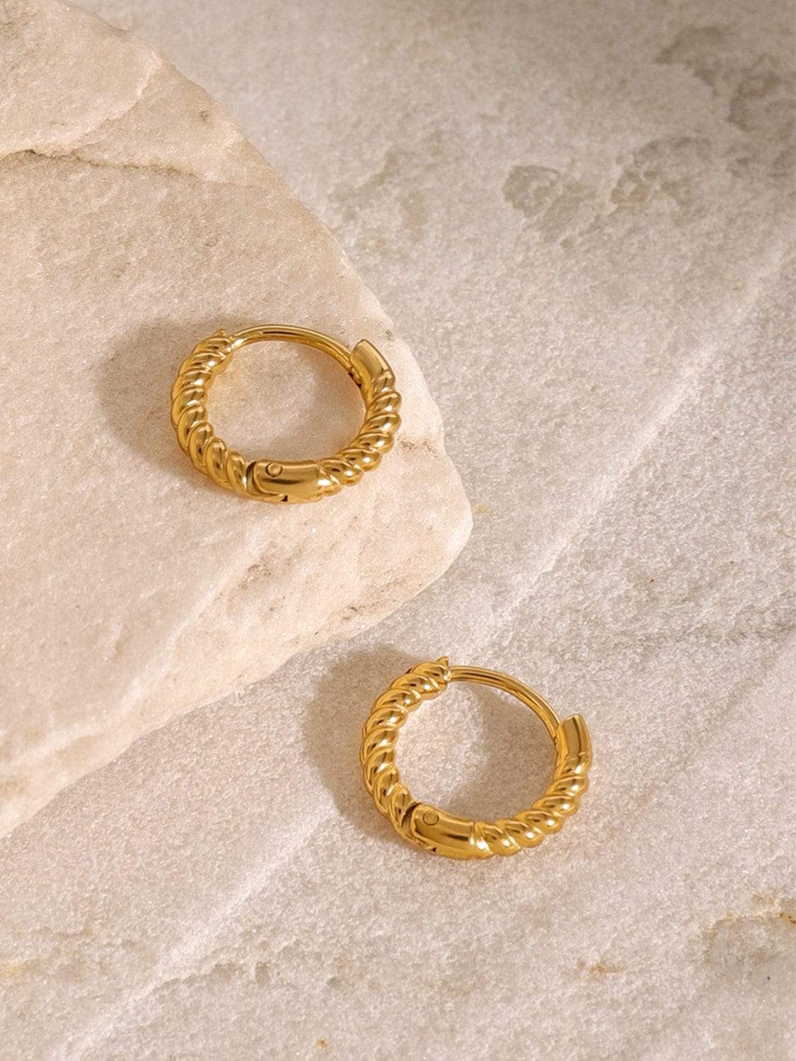 18K Gold-Plated Stainless Steel Huggie Earrings - Trendsi - Flyclothing LLC