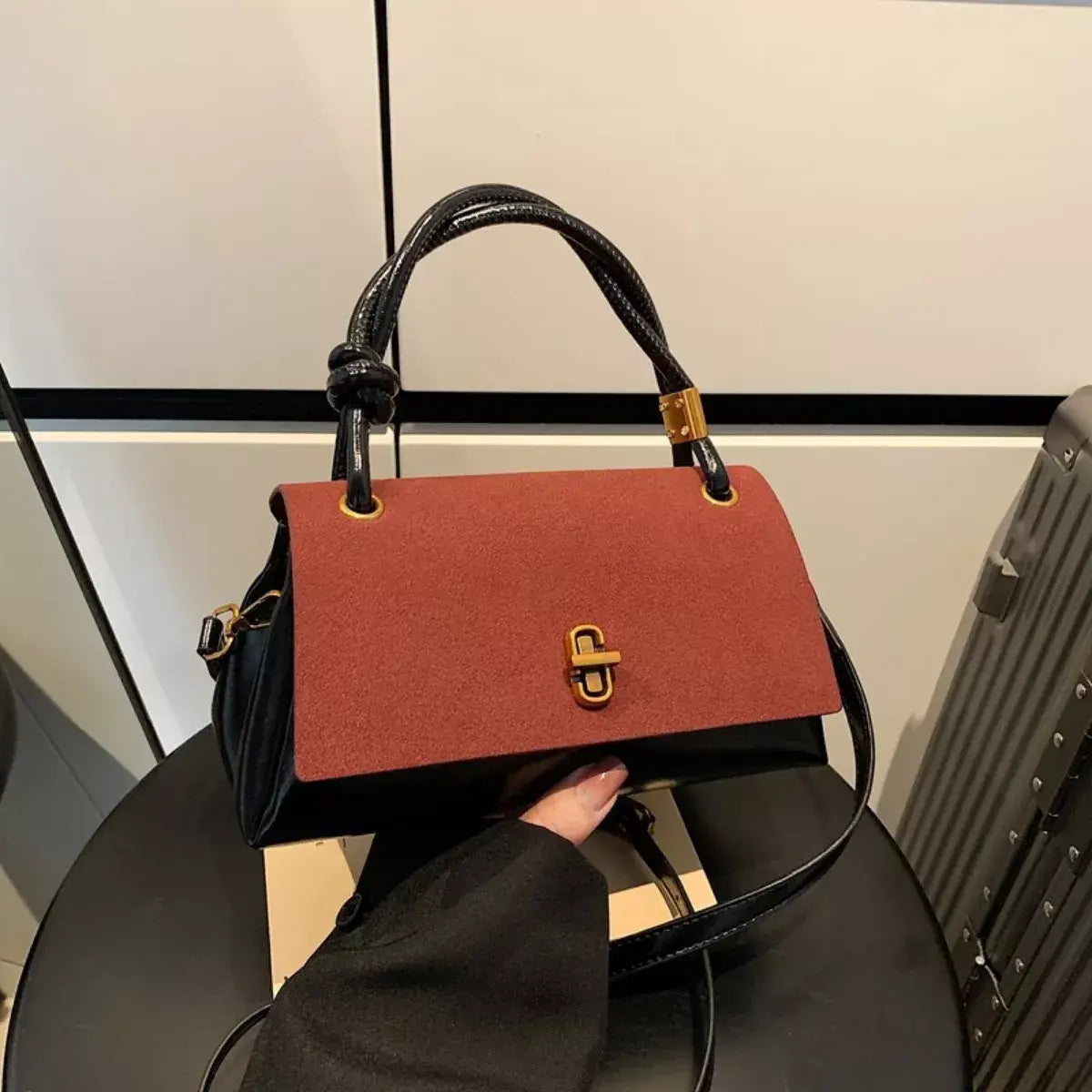 Flap Crossbody Bag with Top Handle - Trendsi - Flyclothing LLC